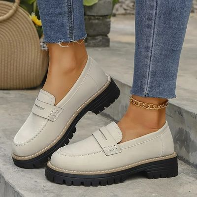 đ„Last Day 60% OFFđ„Women's Lightweight Vintage Penny Loafers - Slip-On Platform Shoes with Thick Rubber Sole