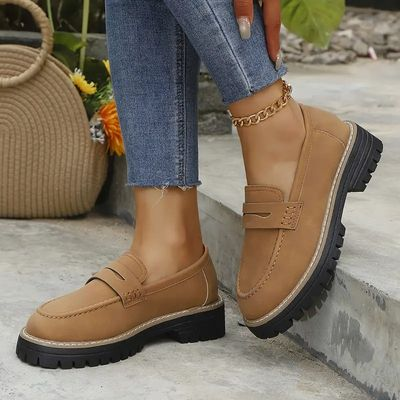 đ„Last Day 60% OFFđ„Women's Lightweight Vintage Penny Loafers - Slip-On Platform Shoes with Thick Rubber Sole