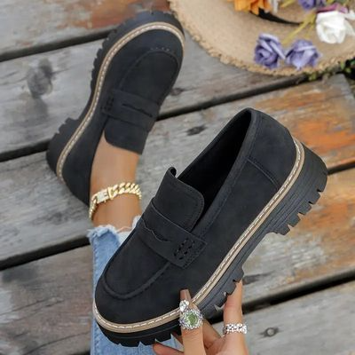 đ„Last Day 60% OFFđ„Women's Lightweight Vintage Penny Loafers - Slip-On Platform Shoes with Thick Rubber Sole